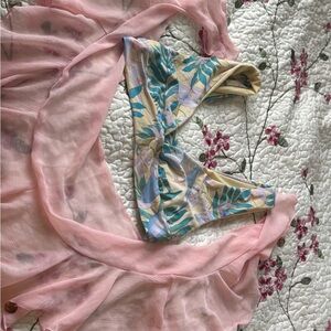 Floral Bikini Top with Pink Cover-Up